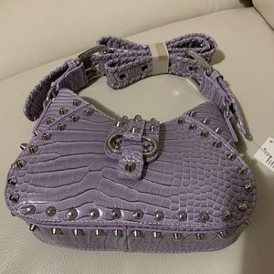 UO Devon studded shoulder bag lavender croc